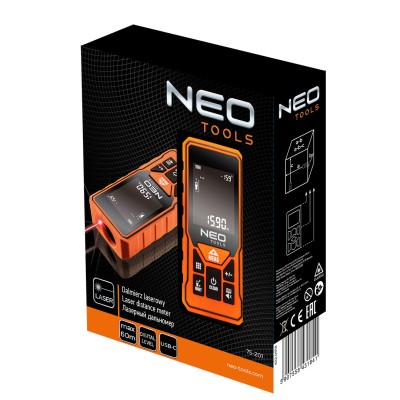 Dálkoměr laser NEO 75-201 60m +-2,0mm/10m 5-funkcí 20x paměť