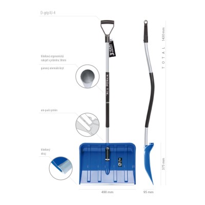 Hrablo na sníh PVC/AL 49cmx37cm+násada Al ergo Alpinus