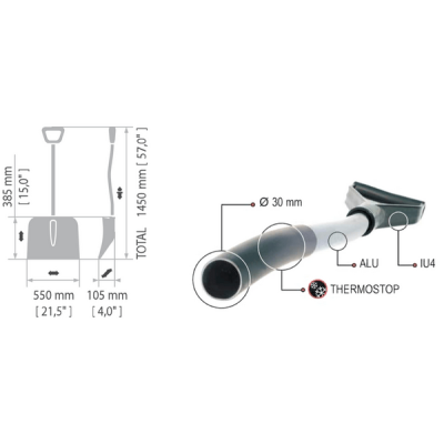 Hrablo na sníh PVC/AL 49cmx37cm+násada Al ergo Alpinus