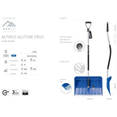 Hrablo na sníh PVC/AL 49cmx37cm+násada Al ergo Alpinus