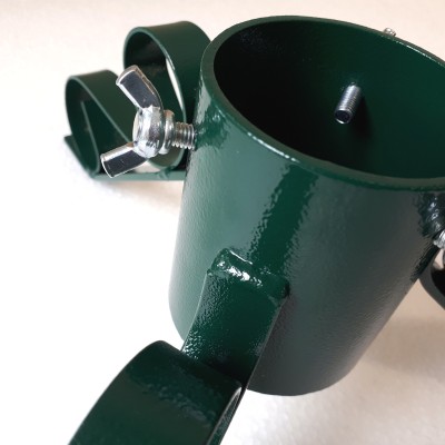 Stojánek vánoční 3 nožky zelený kovový otvor 64mm