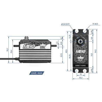 MIBO Drift King Alu Black LP Programmable (RWD Drift Spec/33.0kg/8.4V) Brushless Servo