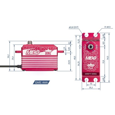 MIBO Drift King Alu Red LP Programmable (RWD Drift Spec/33.0kg/8.4V) Brushless Servo