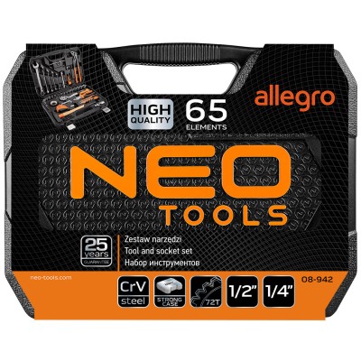 Gola sada 1/2" 65ks NEO tools 5-22 + nářadí