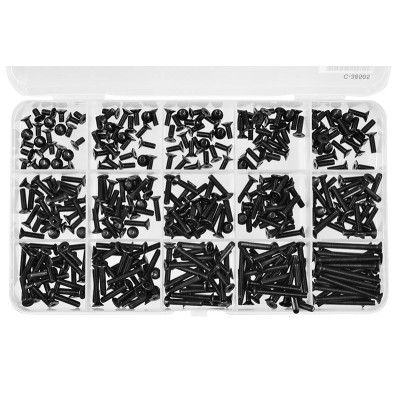 Inbus šrouby s zápustnou hlavou - sada/box - M3 - ocelové černé, 375 ks.