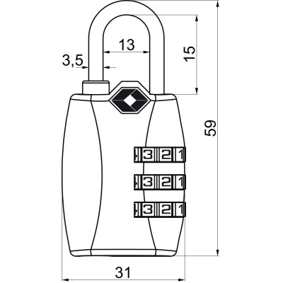 Zámek vis.kódový TSA cestovní s indikát. RV.TSA.12022.C