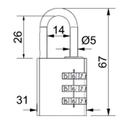 Zámek vis.kódový AL stříbrný 67mm RV.12002.30 Richter