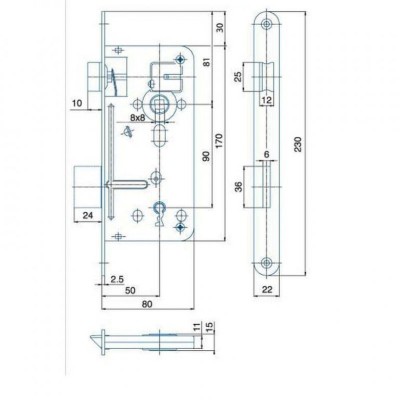 Zámek zadl. 90/80 50 obyč. 536A P/L Zn Hobes