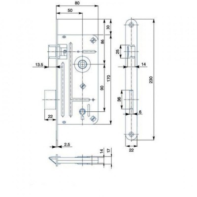 Zámek zadl. 90/80 50 dozický 548A P-L Zn Hobes