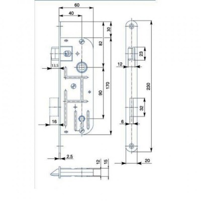 Zámek zadl. 90/60 40 dozický 02-03 P-L Zn Hobes