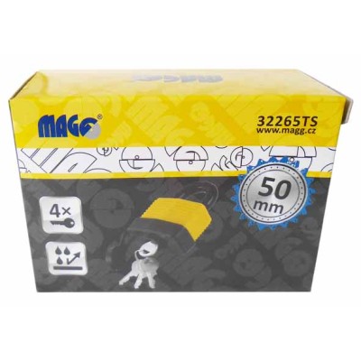 Zámek vis.50mm voděodolný žlutočerný 32265TS 4-klíče Magg