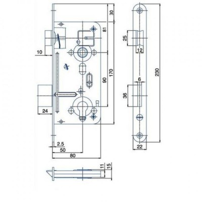 Zámek zadl. 90/80 50 FAB 24026A P/L Zn Hobes