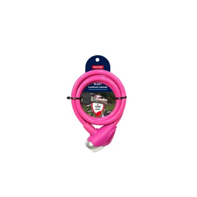 Zámek lankový 10x1200mm růžová tmavá 2ks klíčů Richter