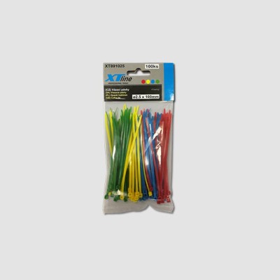 Pásek na kabely 150x2,5 SET 4-barvy 100ks nylon XTline
