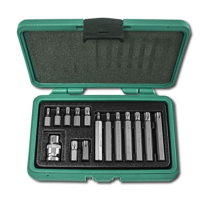 Sada bitů TORX T20-T55 10mm 30/75mm +1/2" 15ks Honiton krab.